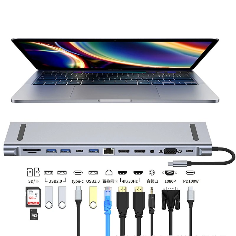 4 Hdmi Multi Monitor Video Card 4K - USB C 3.0 HUB Tip C